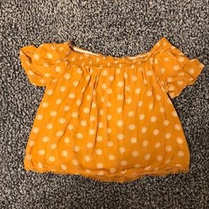 Mustard off shoulder crop